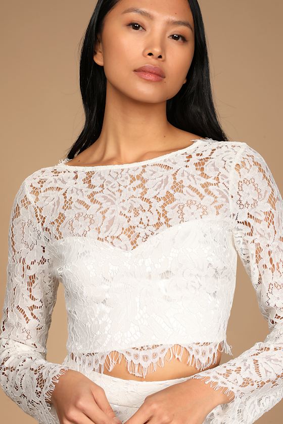 Level of Love Ivory Lace Long Sleeve Two-Piece Jumpsuit 7