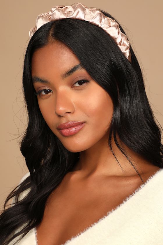 Braid it Up Blush Pink Satin Braided Headband 1