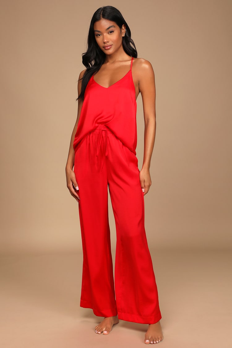 Bring Me a Dream Red Satin Two-Piece Pajama Set