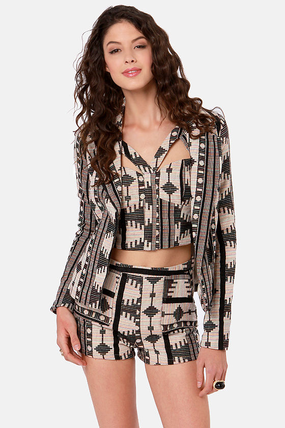 high waisted printed shorts