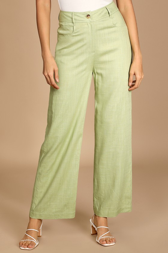 Plain Shantoon Palazzo in Light Green : bnj151