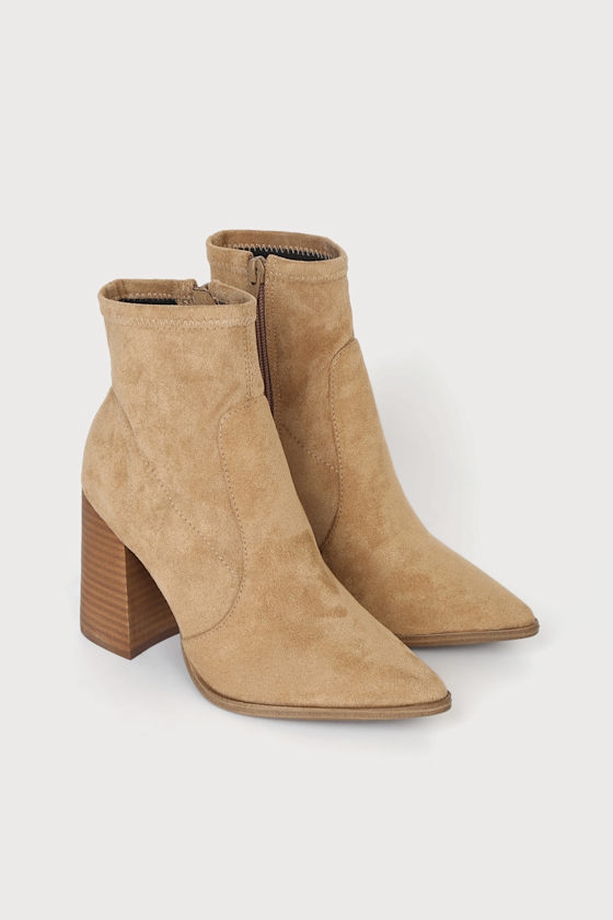 Touchdown Tan Suede Pointed-Toe Booties 3