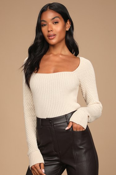 Perfect Combo Ivory Knit Sweater Top