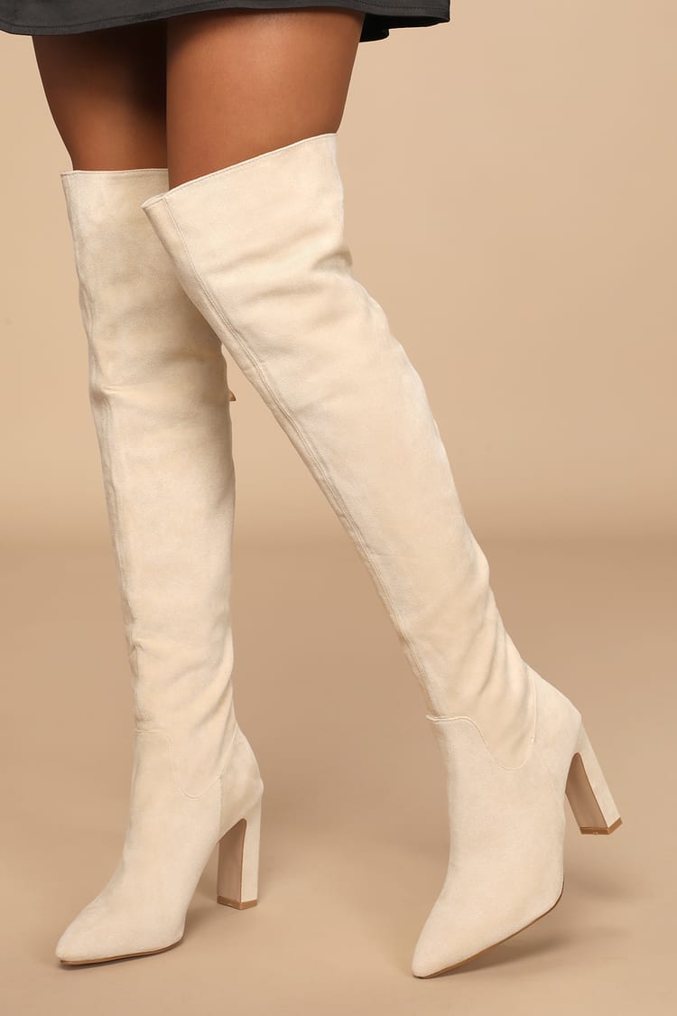 cream suede booties