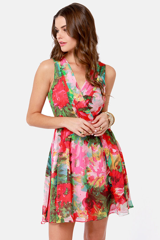 BB Dakota by Jack Cherry Dress - Floral Print Dress - Tank Dress - $58. ...
