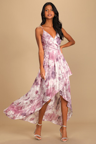 An Enchanting Dream Purple Multi Print High-Low Maxi Dress 6