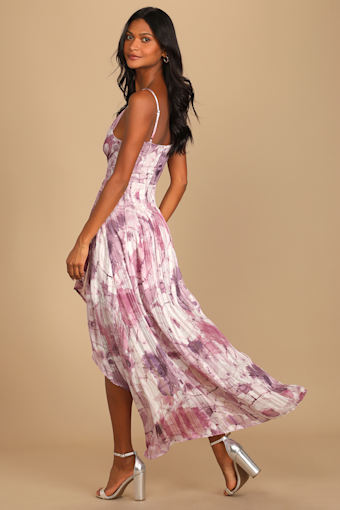 An Enchanting Dream Purple Multi Print High-Low Maxi Dress 3