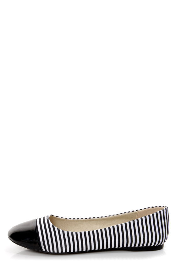 black and white striped flat shoes