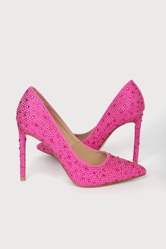 Kait Hot Pink Rhinestone Pointed-Toe Pumps 2