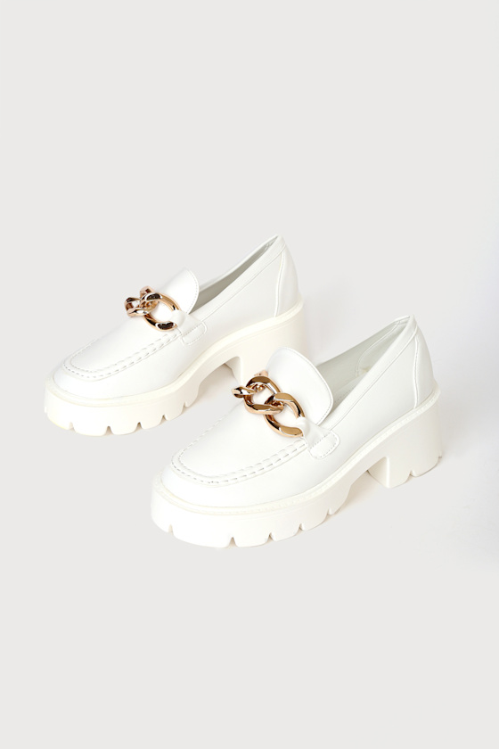 platform white loafers