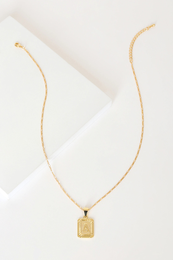 Impeccable Taste "A" 14KT Gold Initial Card Necklace 2