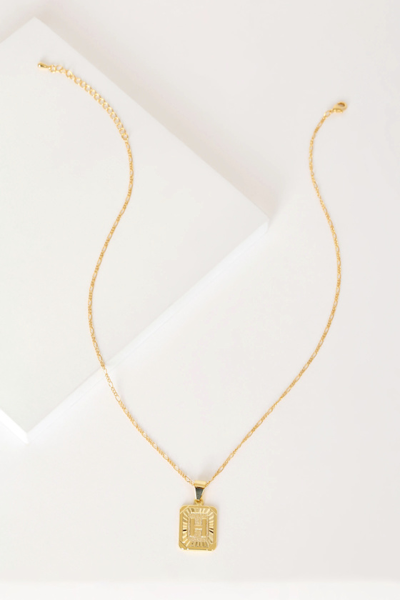 Impeccable Taste "H" 14KT Gold Initial Card Necklace 2