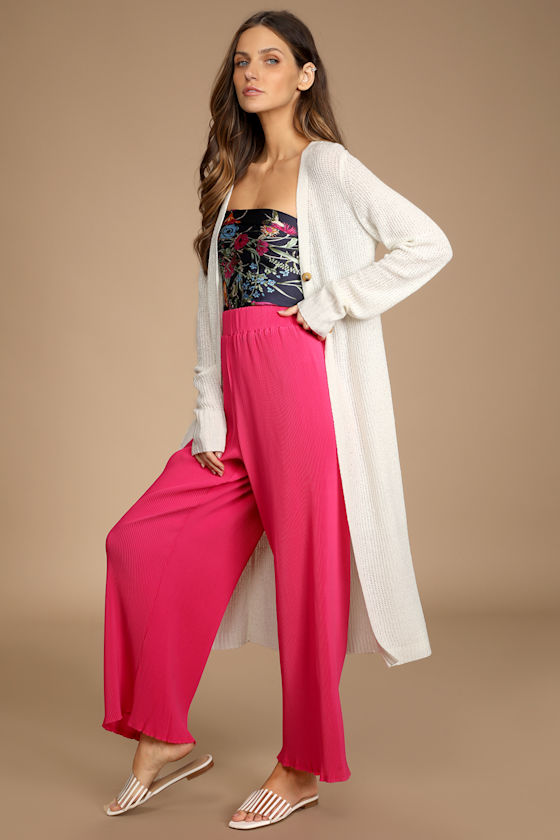 Chilly Morning Ivory Knit Long Cardigan Sweater 8