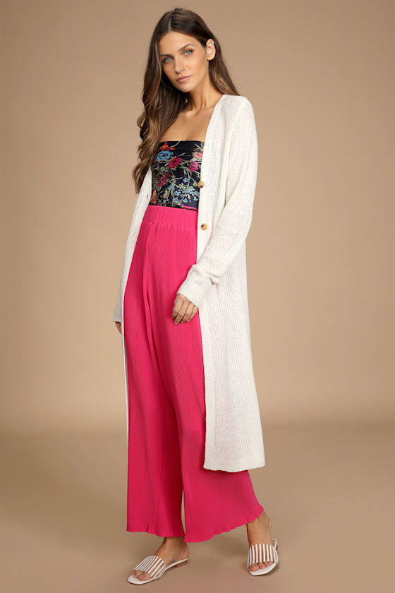 Chilly Morning Ivory Knit Long Cardigan Sweater 9