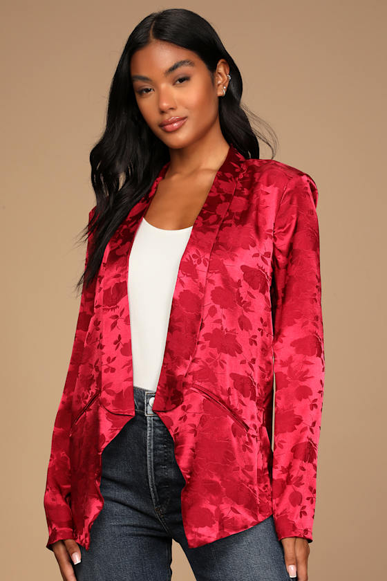 satin red blazer