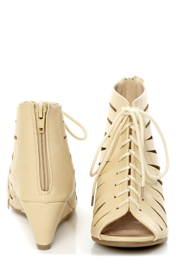 wedge boots beige