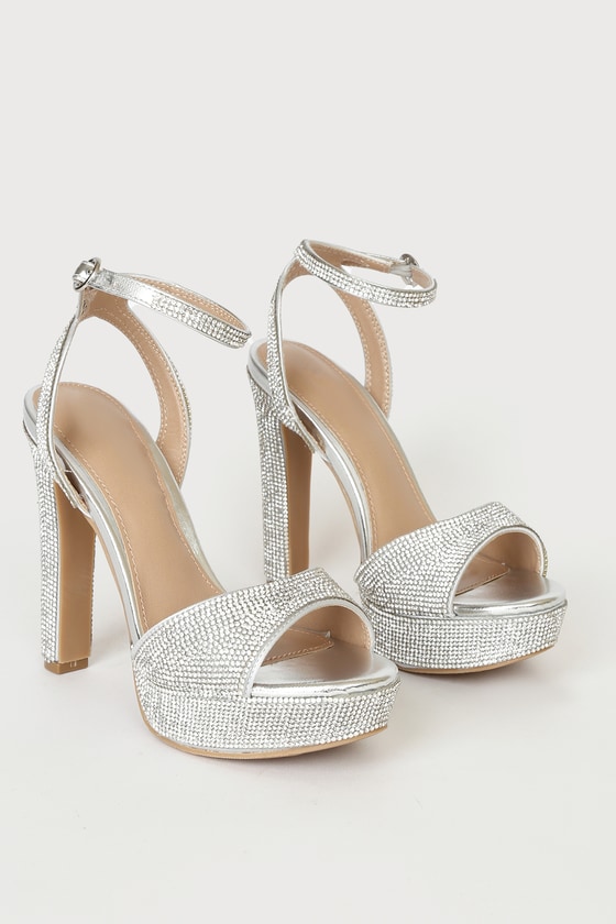 Amazon.com | ATAX Women's Slip On Clear Heels Shoes Transparent PVC Pumps  Crystal Rhinestones Slingback Sandals Wedding Pointed Toe High Heel Satin  Dress Pumps for Ladies Silver Slingback Size 6US | Heeled