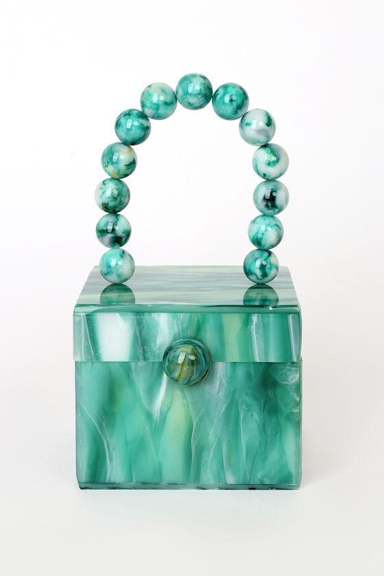 Cubism Dream Green Marbled Acrylic Cube Handle Bag 4