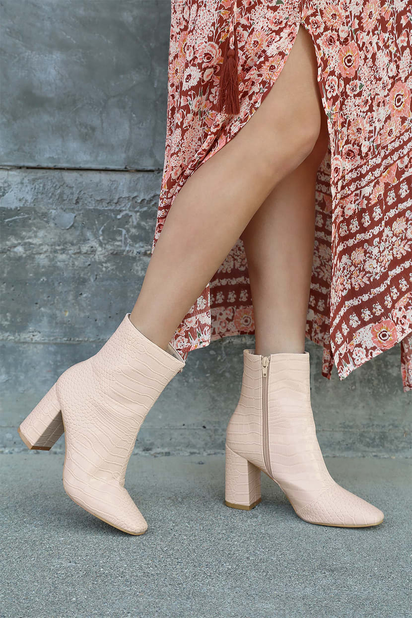 pale pink boots