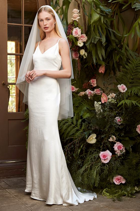 Forever Type of Love White Satin Sleeveless Mermaid Maxi Dress 1
