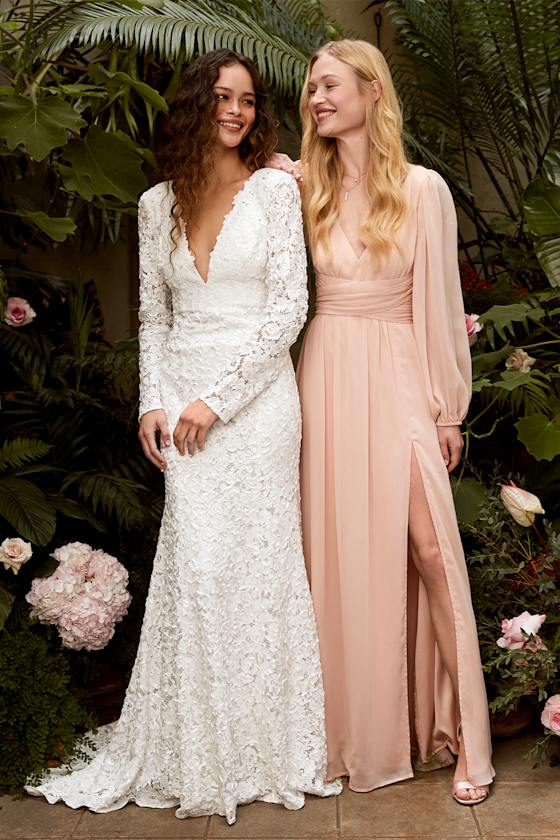 Enchant My Love Blush V-Neck Long Sleeve Maxi Dress 1