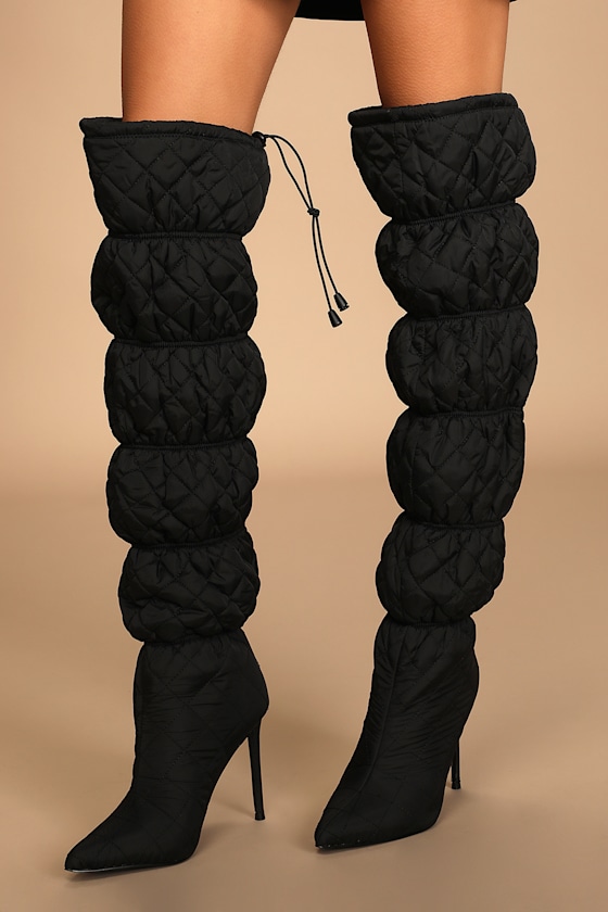 Silhouette Black Quilted Over the Knee High Heel Boots 3