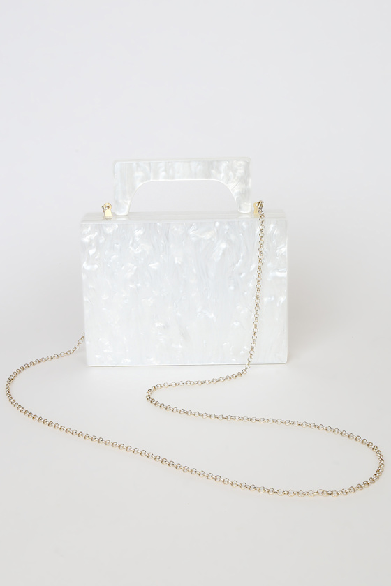 Chic Favor White Marble Acrylic Box Clutch 3