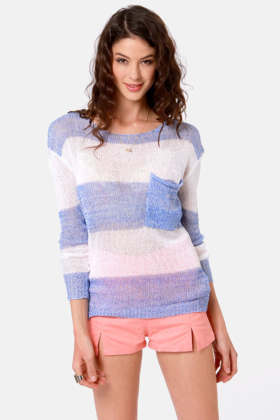 Ocean Beach Blue and White Striped Sweater