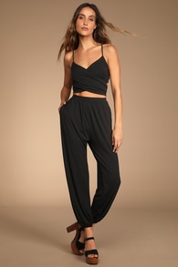 Doin' it Right Black Wrap Two-Piece Jumpsuit