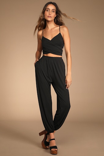Doin' it Right Black Wrap Two-Piece Jumpsuit 3