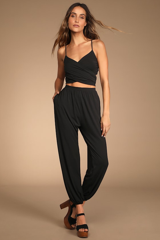 Doin' it Right Black Wrap Two-Piece Jumpsuit 3