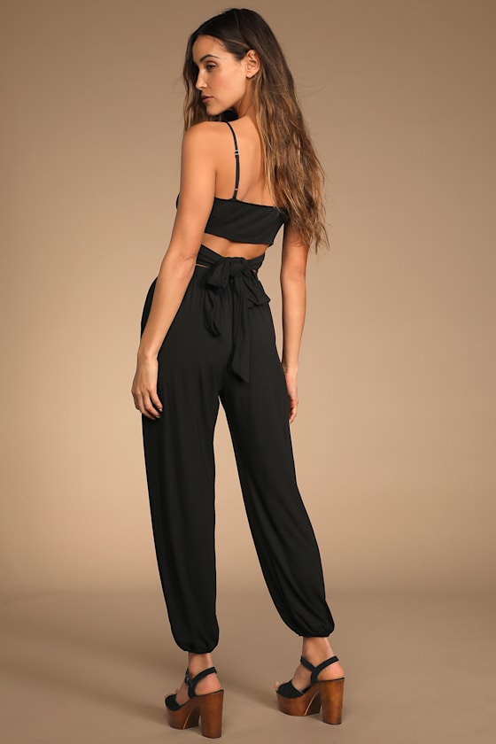 Doin' it Right Black Wrap Two-Piece Jumpsuit - thumbnail 4