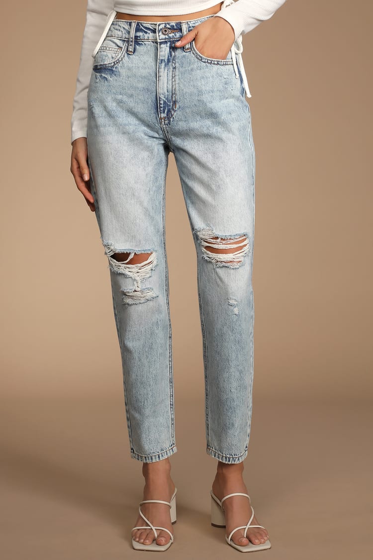 Rolla's Original Straight - Light Wash Jeans - Distressed Jeans - Lulus