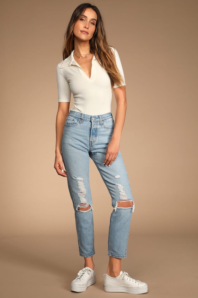 Levi's Wedgie Icon Fit - Luxor Found Out Jeans - Distressed Jeans - Lulus