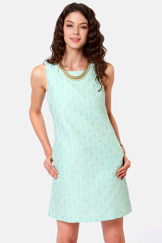 Beautiful Mint Blue Dress - Brocade Dress - Sheath Dress - $65.00 - Lulus
