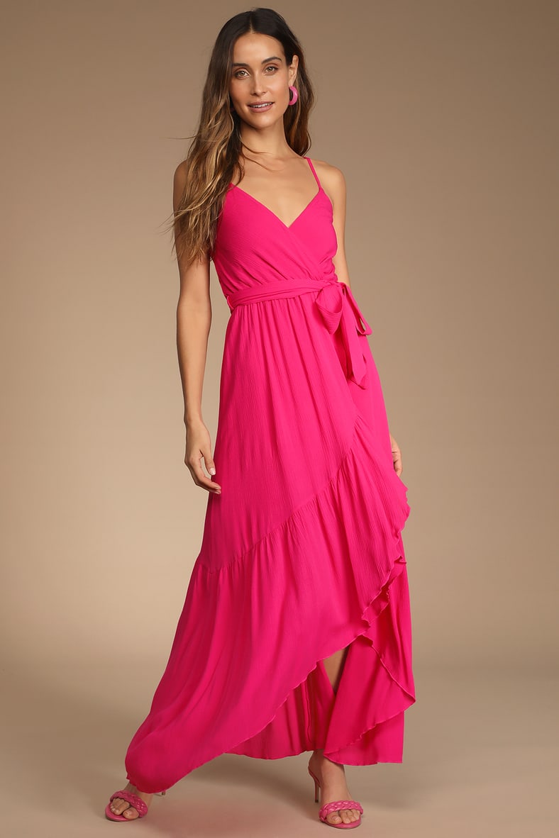 Made for Sunshine Bright Pink Ruffled High-Low Dress
