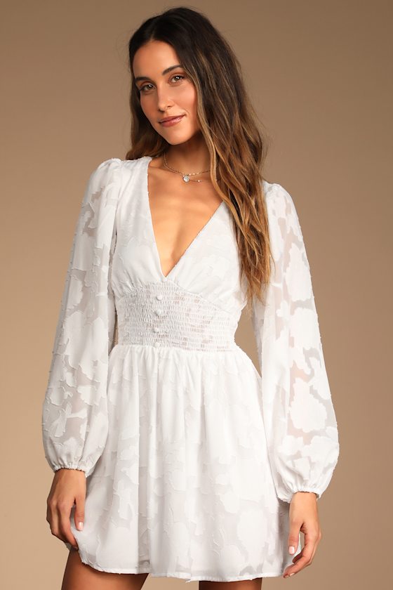 Tomorrow and Always White Burnout Floral Mini Dress 4