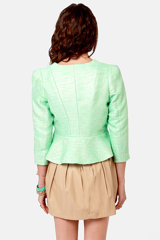 Cute Mint Green Jacket Cropped Jacket 60.00