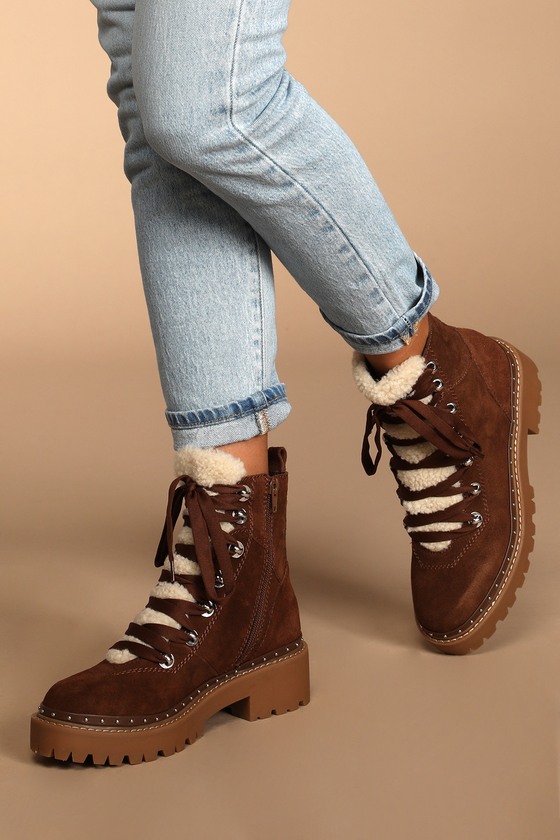 Steve Madden Rainier Cognac - Suede Leather Boots - Ankle Boots