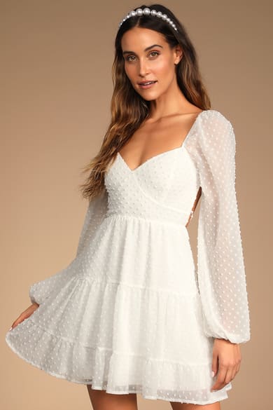 14+ White Longsleeve Dress