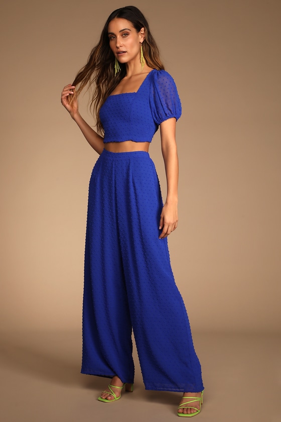 Blue two piece jumpsuit 2025