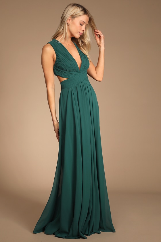 Emerald Green Dress Cutout Maxi Dress Backless Maxi Dress Lulus