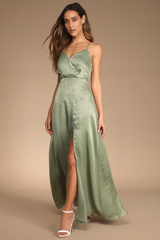 Constantine Dusty Sage Satin Maxi Dress 1