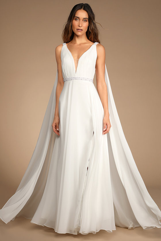 Grecian Romance White Pleated Sleeveless Maxi Dress 1
