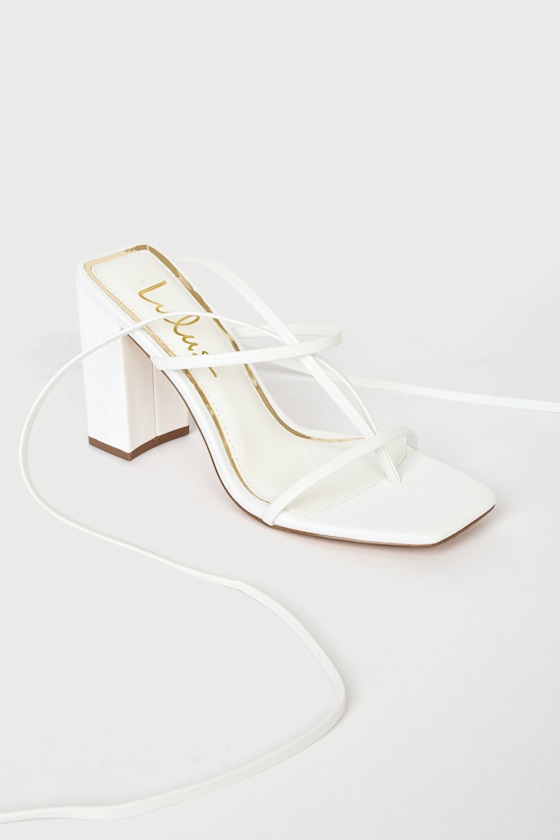 Nani White Lace-Up High Heel Sandals 2