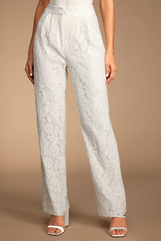 Wondrous Love White Lace High-Waisted Pants 4