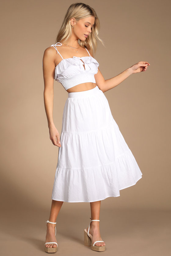 Sunny Selection White Tie-Strap Two-Piece Midi Dress 2