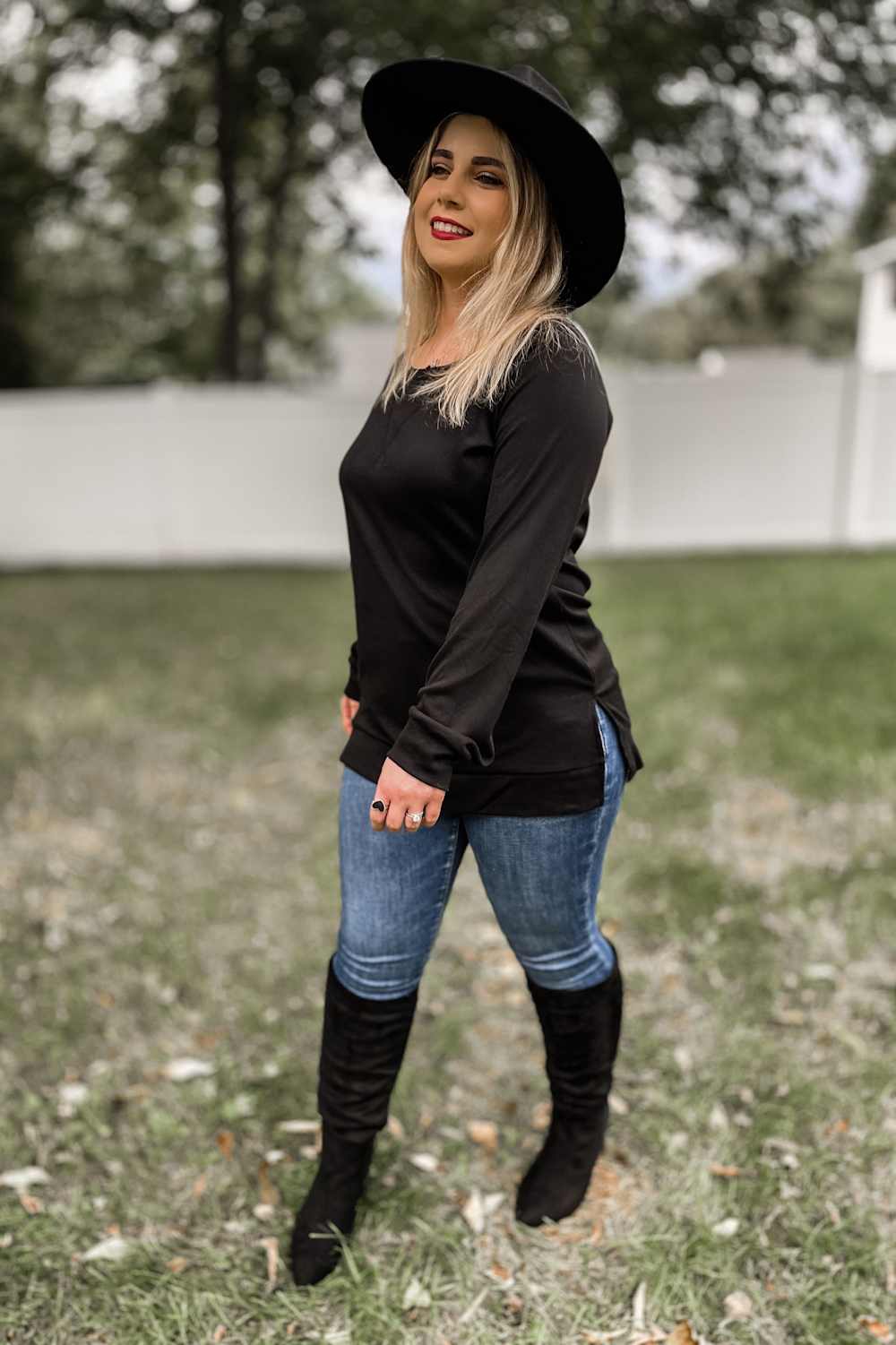 Katari Black Suede Pointed-Toe Knee High Boots