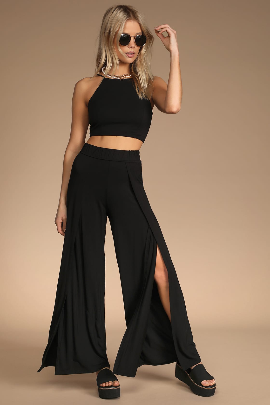 Instant Winner Black Tie-Back Two-Piece Jumpsuit