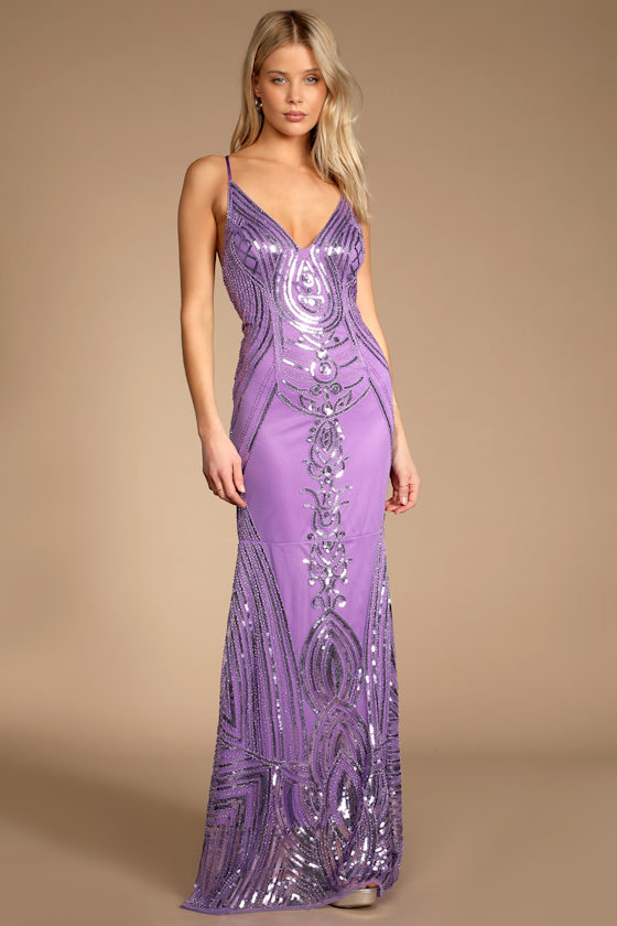 Shine at Me Light Purple Sequin Mermaid Maxi Dress 5